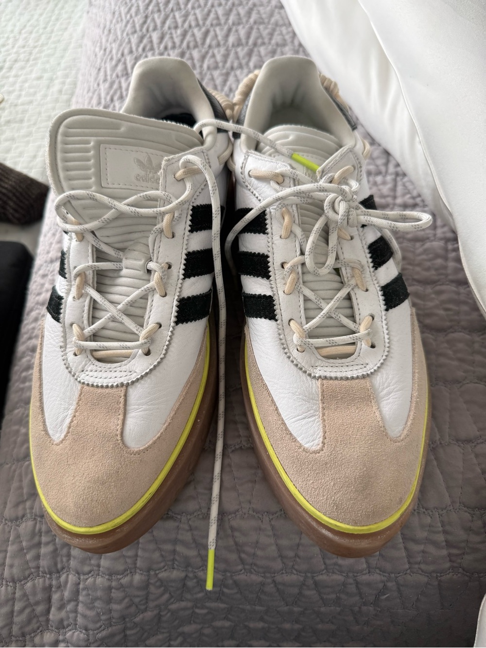 IVY PARK White, Black & Beige Sneakers with Neon Yellow Trim